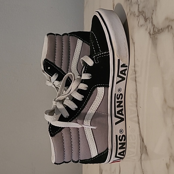 Vans Sk8 HI Black Gray White Mid Top Skateboard Sneakers Shoes Boys Kids US 2.5 - Picture 6 of 14